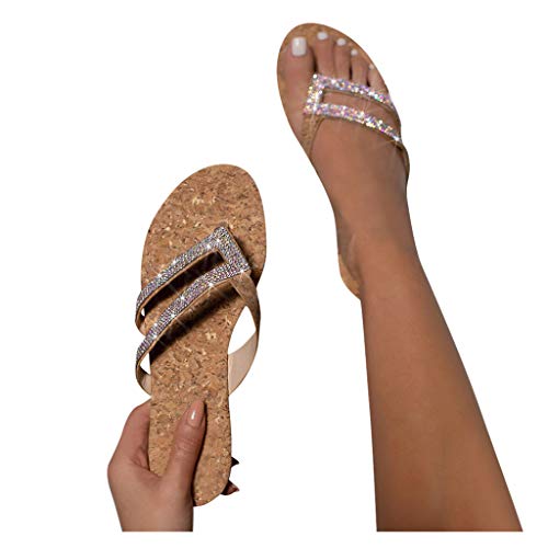 Zilosconcy Damen Keilabsatz Sandalen Elegant Leicht Flip Flop Sandals Slippers Braun Mädchen Sommerschuhe Hausschuhe Pantoletten Mode Lässige Sommer Flach Slide Strandsandalen von Zilosconcy