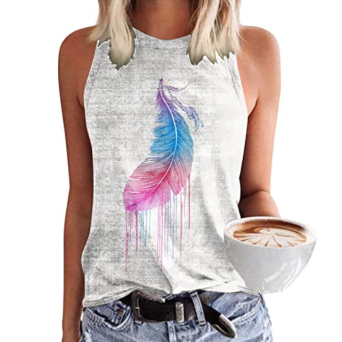 Damen Shirts Ärmellose Sommer Tank Top Trägershirt Schwarze Locker Off Shoulder Top Rundhals Luftig Blusentop Weste Bunt Gym Ausgefallene Baumwolle Tshirt Oberteile Tanktops Frauen von Zilosconcy