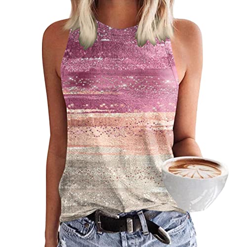 Damen Shirts Ärmellose Sommer Tank Top Trägershirt Schwarze Locker Off Shoulder Top Rundhals Luftig Blusentop Weste Bunt Gym Ausgefallene Baumwolle Tshirt Oberteile Tanktops Frauen von Zilosconcy