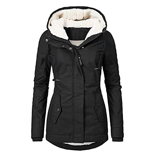 Damen Wintermantel Warm Baumwollmantel Übergangsjacke Damen Lang Steppmantel Winterjacke Damen Gefüttert Daunenjacken Winter Hoody Jacke Fleecejacke Damen Dicker Teddyfell Coat Winterparka Steppjacke von Zilosconcy