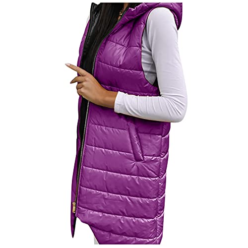 Daunenweste Damen Baumwolle Ultraleicht Lang Weste Ärmellos Jacke Herbst und Winter Warme Daunenmantel Taschen Gepolsterte Steppweste Outdoorjacke Langer Mantel Damenweste Für Reisen Mädchen von Zilosconcy