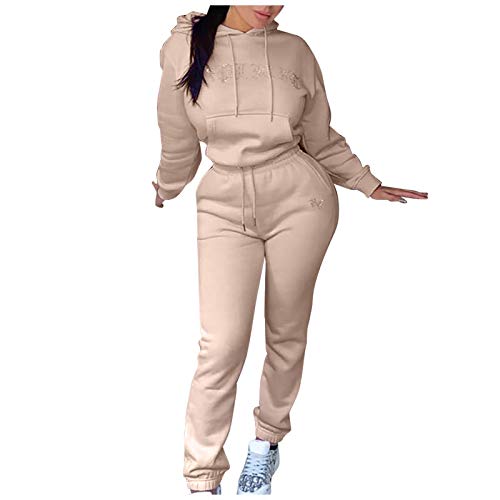 Jogginganzug Damen Oversize Damen Fleece Hausanzug 2 Teile Winter Langarm Trainingsanzug Frau Übergroße Lose Freizeitanzug Kapuzenpullover, Lang Jogginghose Damen Basic Winter Warm Anzug Sportanzug von Zilosconcy