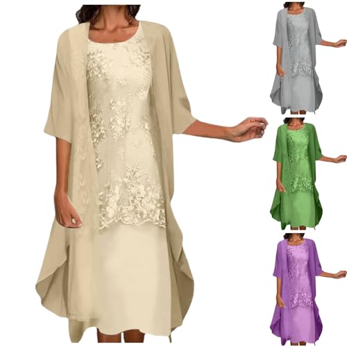 Kleider Große Größen Festlich, Abendkleider Elegant Für Hochzeit Damen Mit Jacke Kleid Zweiteiliges Festliche Kleider Abendkleid Stickerei A Linie Chiffonkleid Zweiteiler Große Größen Set Partykleid von Zilosconcy