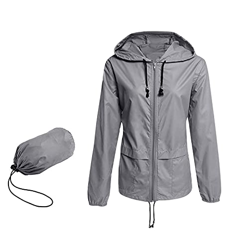 Regenjacke Damen Wasserdicht Atmungsaktiv mit Kapuze Faltbar Leicht Jacke Winddicht Regenmantel Grosse Grössen Windbreaker Kapuzenpullover Übergangsjacke für Wandern Radfahren Camping Reisen von Zilosconcy