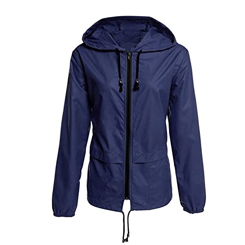 Regenjacke Damen Wasserdicht Atmungsaktiv mit Kapuze Faltbar Leicht Jacke Winddicht Regenmantel Grosse Grössen Windbreaker Kapuzenpullover Übergangsjacke für Wandern Radfahren Camping Reisen von Zilosconcy