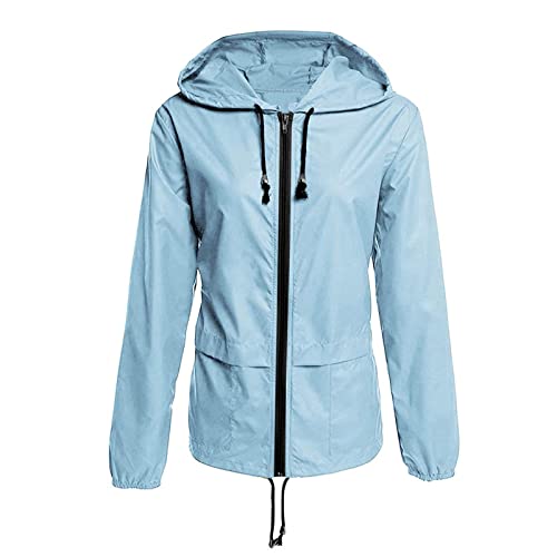 Regenjacke Damen Wasserdicht Atmungsaktiv mit Kapuze Faltbar Leicht Jacke Winddicht Regenmantel Grosse Grössen Windbreaker Kapuzenpullover Übergangsjacke für Wandern Radfahren Camping Reisen von Zilosconcy