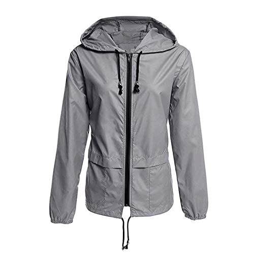 Regenjacke Damen Wasserdicht Atmungsaktiv mit Kapuze Faltbar Leicht Jacke Winddicht Regenmantel Grosse Grössen Windbreaker Kapuzenpullover Übergangsjacke für Wandern Radfahren Camping Reisen von Zilosconcy