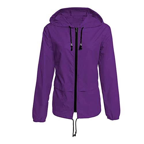 Regenjacke Damen Wasserdicht Atmungsaktiv mit Kapuze Faltbar Leicht Jacke Winddicht Regenmantel Grosse Grössen Windbreaker Kapuzenpullover Übergangsjacke für Wandern Radfahren Camping Reisen von Zilosconcy