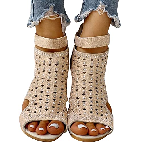 Sandalen Damen Elegant Leicht Frauen Sandale Strandsandalen Römische Freizeit Mit Absatz Bequem Sommerschuhe Sommersandalen Pantoletten Mädchen Flach Sandaletten Offene Schuhe Riemchensandalen von Zilosconcy