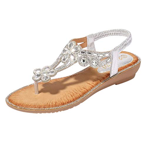 Zilosconcy Sandalen Damen Sandaletten Slides Römersandalen Bequeme Flip Flops Mittelalter Schuhe Festliche Flach Peeptoes Orthopädische Glitzer, 36 EU von Zilosconcy