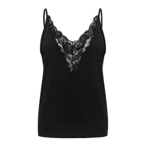 Sexy Spitzentop Bralettes Top Sommertop Damen Ärmellos Top Veste Spaghettiträger Cropped Oberteil Slim Fit Basic Shirt Y2K Croptops Damen Spitzen Camitop Tank Top Damen V-Ausschnitt Oberteil von Zilosconcy