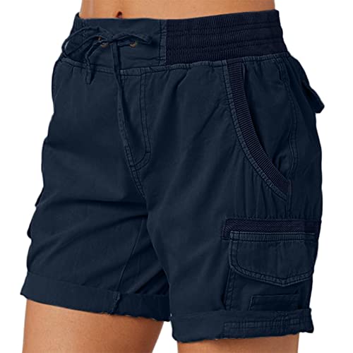 Sommerhose Frauen Fitnesshose Stoffhose Strand Shorts Damen Short High Waist mit Taschen Kurze Hose Sporthose Radlerhose Laufshorts Elastische Hose Trainingsshorts Damen Slim Fit Jogginghose von Zilosconcy