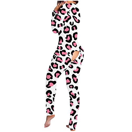 Strampler Damen Sleepwear Mit Po-Klappe Warm Geschenk Für Frau Bunt Jumpsuit Sleepwear Für Erwachsene Hausanzug Onesies Einteiligen Pyjama Set Kuschelig Damen-Pyjama Schwarz Damen Lang Sexy Pyjama-Set von Zilosconcy