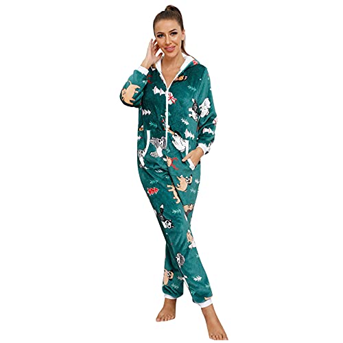 Teddy Fleece Einteiler Onesie Bequemer Hausanzug Anzug Flauschig Schlafanzug Plüsch Overall Lang Pyjama Loungewear Overall Warm Flauschig und Kuschelig Einteiler Damen Große Größe Jumpsuit von Zilosconcy