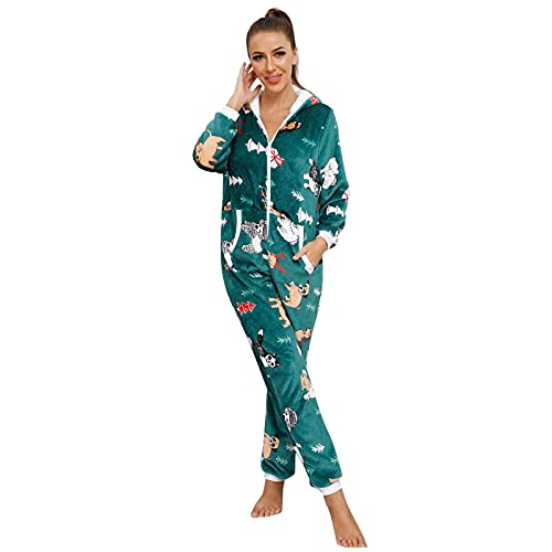 Zilosconcy Teddy Fleece Einteiler Onesie Bequemer Hausanzug Anzug Flauschig Schlafanzug Plüsch Overall Lang Pyjama Loungewear Overall Warm Flauschig und Kuschelig Einteiler Damen Große Größe Jumpsuit von Zilosconcy