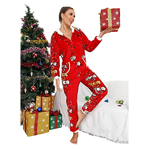 Zilosconcy Teddy Fleece Einteiler Onesie Bequemer Hausanzug Anzug Flauschig Schlafanzug Plüsch Overall Lang Pyjama Loungewear Overall Warm Flauschig und Kuschelig Einteiler Damen Große Größe Jumpsuit von Zilosconcy