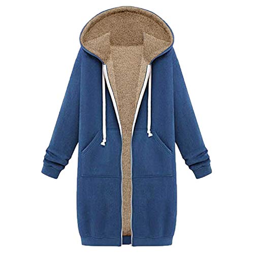 Winterjacke Dicke Teddyfleece Gefüttert Warm Winter Plüschjacke Lang Einfarbig Fleecejacke Langarm Reißverschluss Hooded Jacke Casual Kapuzenpullover Herbst Winter Winterpullover mit Tasche von Zilosconcy