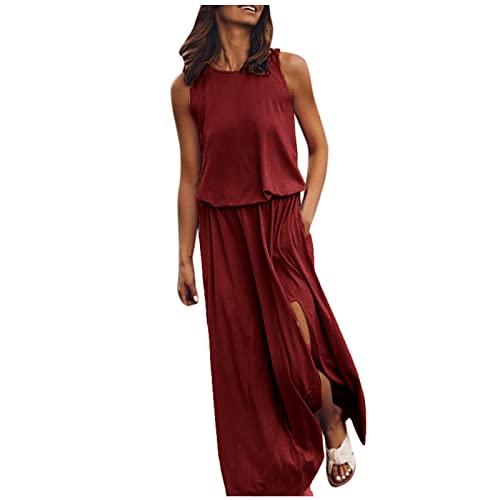 Zilosconcy Ärmellos Kleider Damen Kleider Damen Sommer Kurz Rundhal Spitzenkleid Midi Bandeau Sommerkleider Freizeitkleider Faltenrock Muster Taille Riemen Kleid Spitze Ärmellos Blumen von Zilosconcy