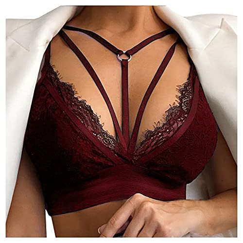 Zilosconcy Crop Top Komfort BH Reizwäsche Für Sex Damen Bra Dessous Damen Sexy Unterwäsche Sport BHS Damen Bequemer BH Dessous Push Up Yoga BH Bra Top Damen Spitze BH Ohne Bügel von Zilosconcy