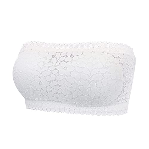 Zilosconcy Damen Bandeau Push Up Büstenhalter Für Abendkleid Hochzeit Brust Wickelns Nahtlose Stretch Trägerlos BH Bandeau-Top Tube Lace Dehnbar Gepolsterte BH Top Spitze Bandeau von Zilosconcy