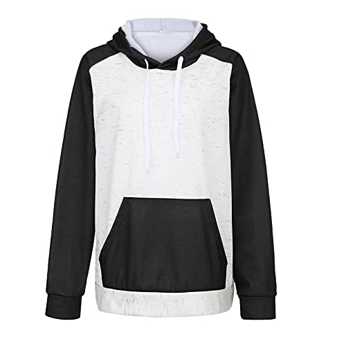 Zilosconcy Damen Mode Kapuzenpullover Kordelzug Pullover mit Kapuze Freizeit Farbblock Patchwork Hoodies Sweatshirt Mit Tasche Bluse Casual Elegant Sweatshirt Hoodies von Zilosconcy