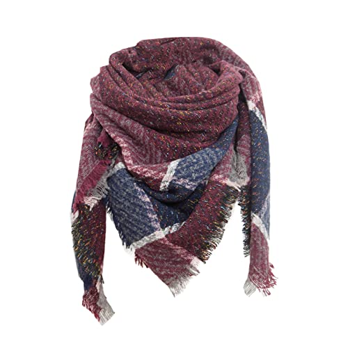 Zilosconcy Kaschmir Schal Damen Xxl Herren Schal Blau Winter Strickschal Damen Grün Loop Schal Damen Grün Rot Damen Winterschal Bunt Wolleschal Deckenschal Halstuch Scarf Herbstschal von Zilosconcy