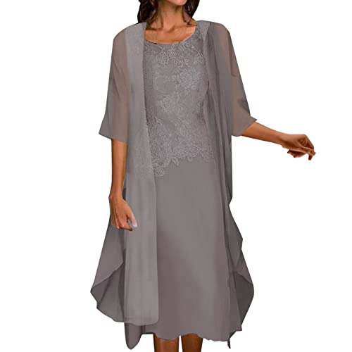 Zilosconcy Kleid Damen 50 Festkleider Für Damen Hochzeit Gast Festliche Kleider O-Ausschnitt Festkleid Für Ältere Damen Blusenkleid Casual Sommerkleid Zweiteilige von Zilosconcy