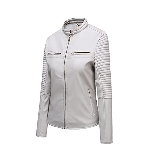 Zilosconcy Lederjacke Damen Echtleder Biker Jacke Einfarbig Wasserdicht Atmungsaktiv Fahrradjacke Motorradjacke Warm Slim Fit Kunstleder Jacke Outdoorjacke Übergangsjacke von Zilosconcy