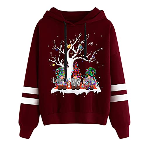 Zilosconcy Lustige Pullover Damen Weihnachtspullover Glitzer Weihnachts Zwergen Print Langarm Oversize Kurz Strickpullover Christmas Sweater Lustig Weihnachtspulli von Zilosconcy