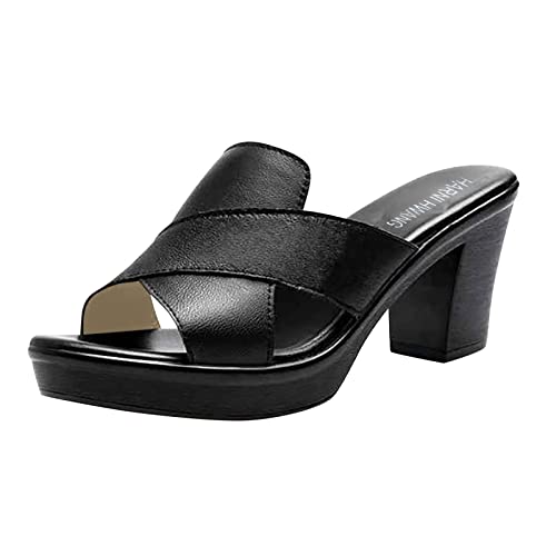 Zilosconcy Orthopädische Sandalen Damen Peeptoe Slipper Plateau Keilabsatz Pantoletten Mit Fussbett Absatz Riemen Strand Hausschuhe Slides, 37 EU, Schwarz von Zilosconcy