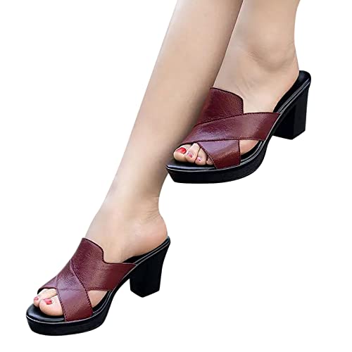 Zilosconcy Orthopädische Sandalen Damen Peeptoe Slipper Damen Plateau Keilabsatz Pantoletten Damen Mit Fussbett Mit Absatz Riemen Strand Hausschuhe Orthopädische Sandalen Slides, Wine,39 EU von Zilosconcy