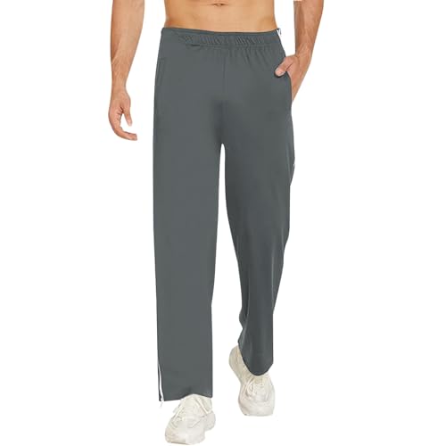 Zilosconcy Reha Hose Damen Herren Seitlich Zu Öffnen Lang Baggy Mit Seitlichem Reißverschluss Weites Bein Schnellfickerhose Druckknöpfen Sporthose Jogginghose Freizeithose Sportswear Hosen 01-Grau von Zilosconcy