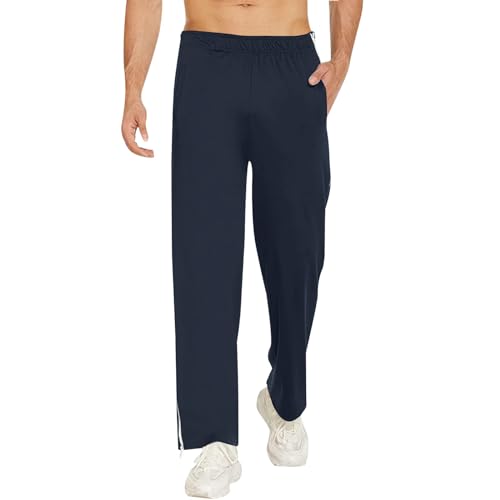 Zilosconcy Reha Hose Damen Herren Seitlich Zu Öffnen Lang Baggy Mit Seitlichem Reißverschluss Weites Bein Schnellfickerhose Druckknöpfen Sporthose Jogginghose Freizeithose Sportswear Hosen 01-Navy von Zilosconcy