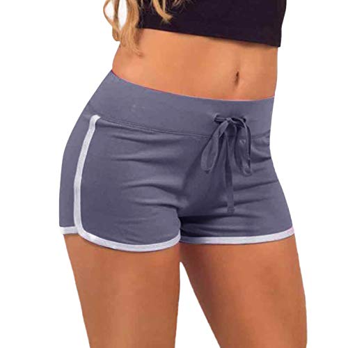 Zilosconcy Sommer Kurze Hosen Elastische Fitness Hose Sport Shorts High Waist Stretch Sporthose Damen Kurze Leggings Push Up Strand Shorts mit Taschen Hotpants Damen Shorts Kordelzug Sommershorts von Zilosconcy