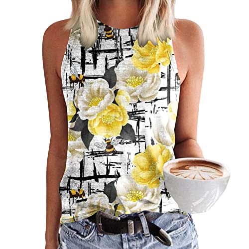 Zilosconcy Top Damen Sommer Ärmelloses Tanktops Frauen Trägershirt Blusentop Locker Sport Trägertop Schwarze Rundhals Tank Top Achselshirts Lässige Teenager Mädchen Gym Weiß Oberteile Tshirt von Zilosconcy