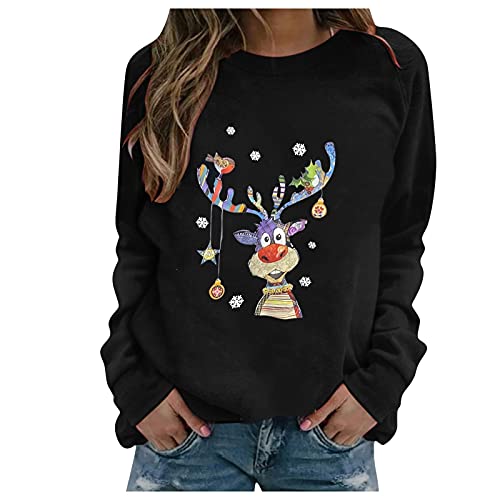 Zilosconcy Weihnachts Pullover Kleid Lustig Christmas Longpullover für Damen Langarm mit Weihnachten Motiv 3D Gedruckt Weihnachtspullover Weihnachtspulli Sweatshirt Pulli Mini Kleid von Zilosconcy