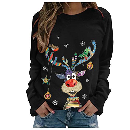 Zilosconcy Weihnachts Pullover Kleid Lustig Christmas Longpullover für Damen Langarm mit Weihnachten Motiv 3D Gedruckt Weihnachtspullover Weihnachtspulli Sweatshirt Pulli Mini Kleid von Zilosconcy