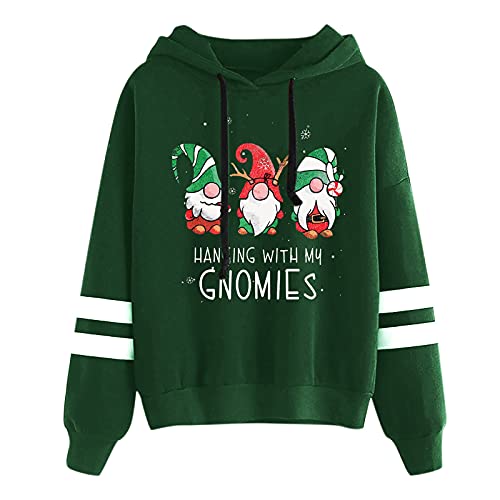 Zilosconcy Weihnachtspullover Damen Ugly Weihnachtspulli Weihnachts Hoodie Rentier Lustige Pullover Jugendlich Weihnachts Zwergen Print Langarm Strickpullover Oversize Kurz Christmas Sweater von Zilosconcy