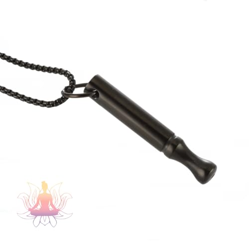 Atemhalskette für Meditation, Achtsamkeit, Yoga, Angstlinderung, Beruhigung, Konzentrationswechsel, Entspannung, Dampfen aufgeben, Edelstahlkette, Atemübung, Geschenk für Männer Frauen(Schwarz(Black)) von Zilynhom