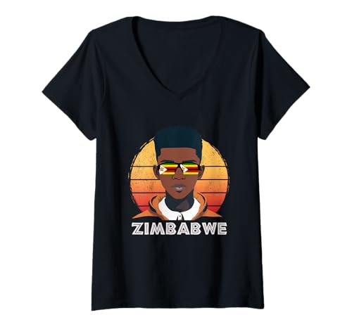 Damen Simbabwe, Simbabwe-Flagge, Simbabwe-Junge, afrikanischer Junge, T-Shirt mit V-Ausschnitt Damen Simbabwe, Simbabwe-Flagge, Simbabwe-Junge, afrikanischer Junge, T-Shirt mit V-Ausschnitt von Zimbabwe Flag Gifts for Zimbabwean Teens & Boys
