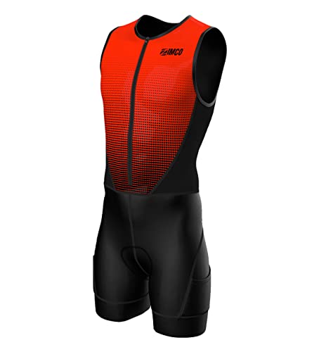 Zimco Elite Triathlon-Anzug für Herren, gepolstert, Triathlon-Anzug, Rennanzug, Schwimmen, Fahrrad, Laufen, Schwarze Punkte, Medium von Zimco Cycle Wear