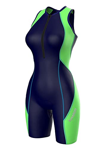 Zimco Elite Damen Kompressions-Triathlon-Anzug für Haut, Racing, Tri-Shorts, Marineblau/Limette, XL von Zimco Cycle wear