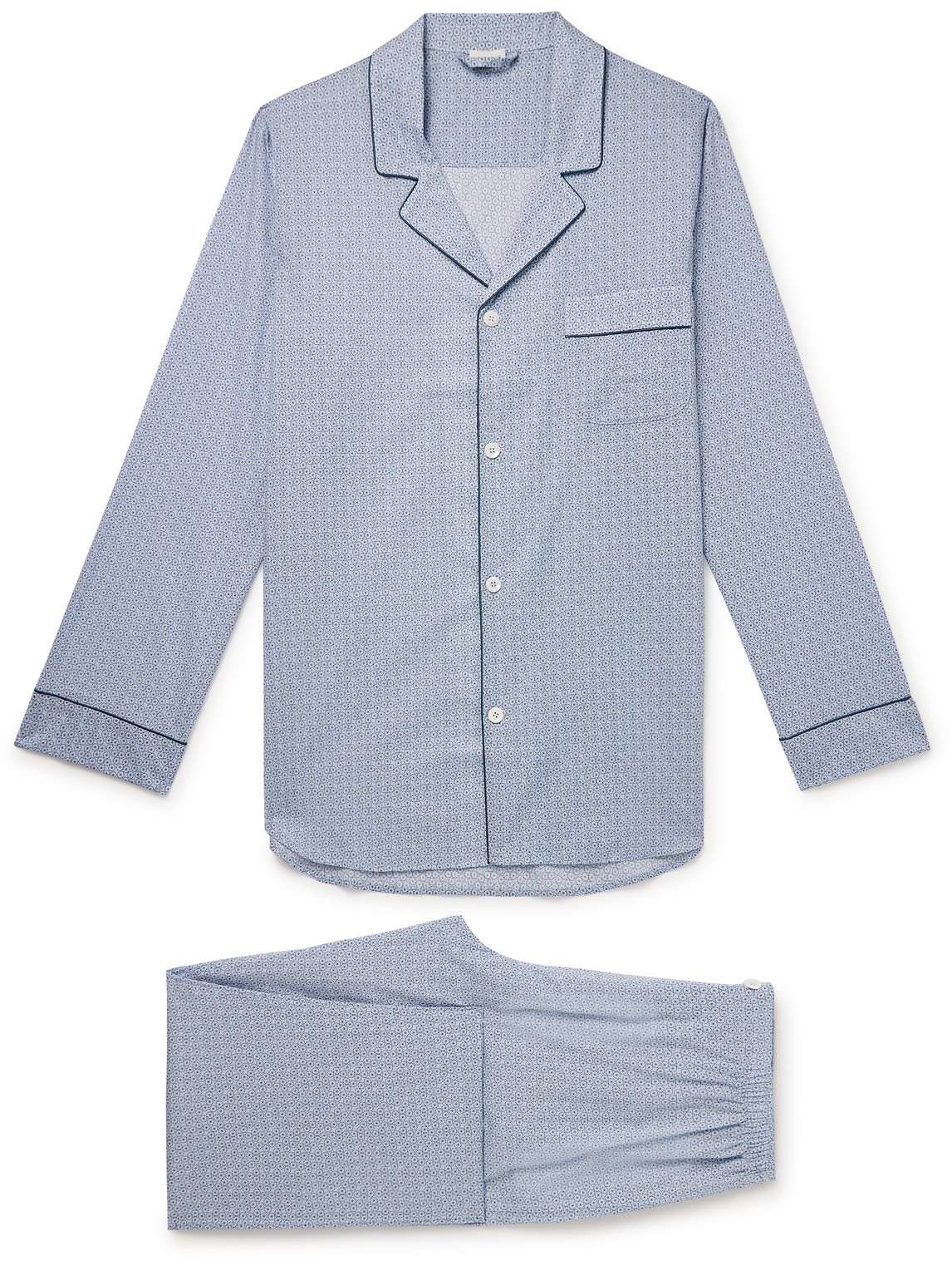 Zimmerli - Camp-Collar Printed Cotton-Voile Pyjama Set - Men - Blue - L von Zimmerli