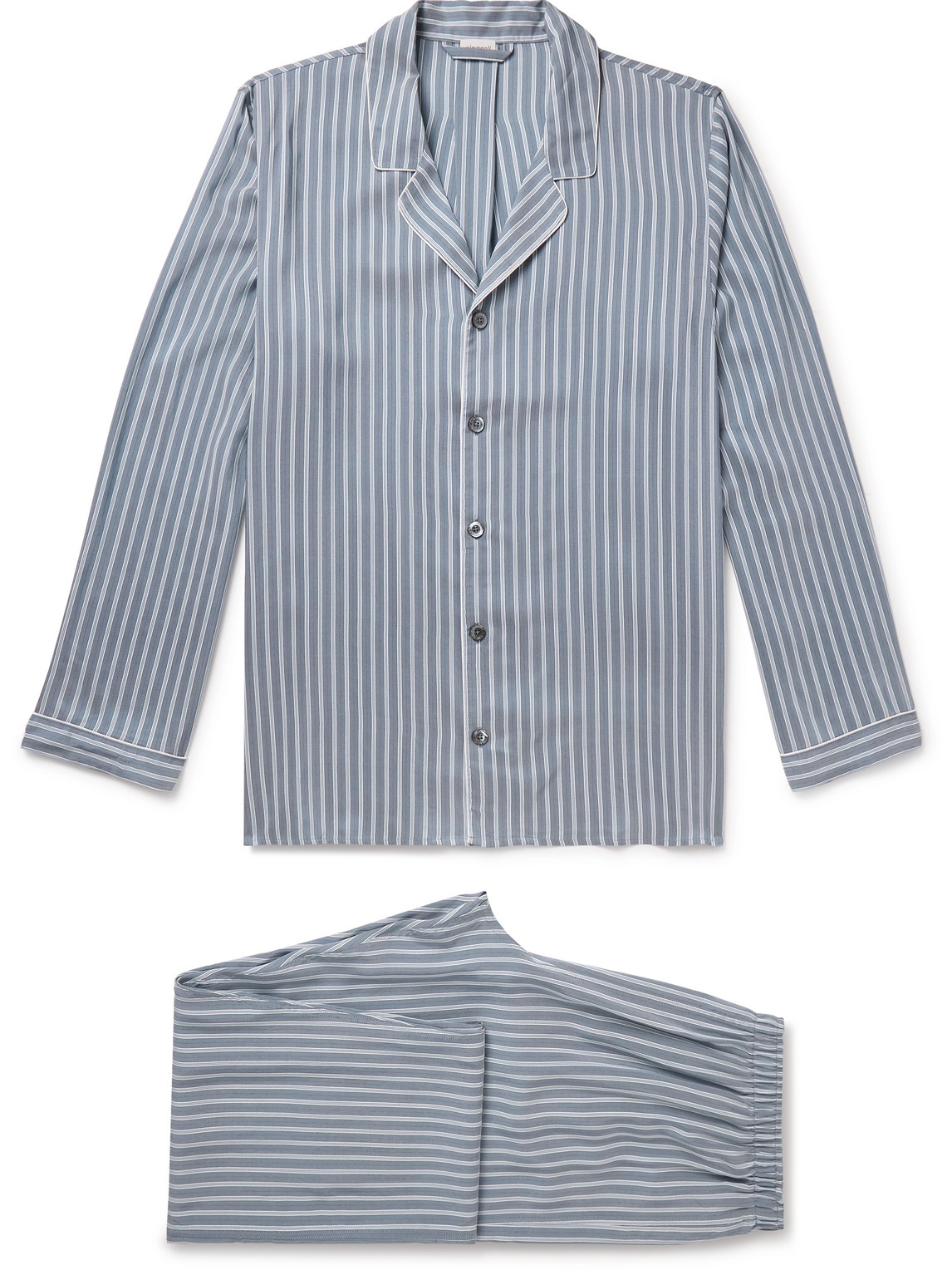 Zimmerli - Camp-Collar Striped Woven Pyjama Set - Men - Blue - XL von Zimmerli