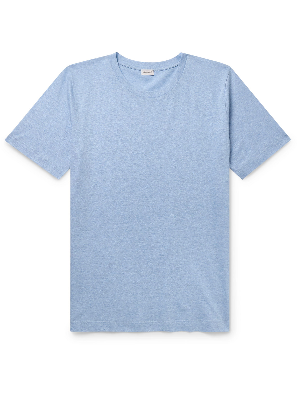 Zimmerli - Filo di Scozia Cotton and Linen-Blend T-Shirt - Men - Blue - S von Zimmerli