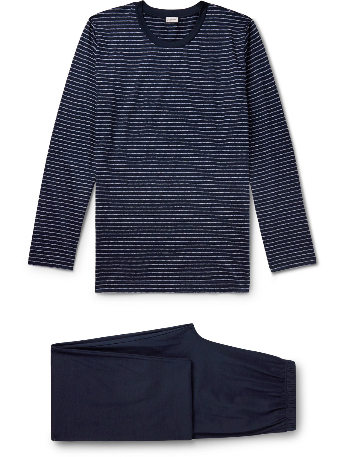 Zimmerli - Striped Filo di Scozia Cotton-Jersey Pyjama Set - Men - Blue - L von Zimmerli