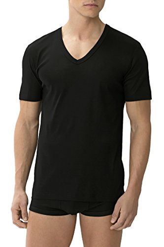 Zimmerli T-Shirt Kurzarm V-Ausschnitt Business Class - T Shirt Herren - 100% Baumwolle - Pflegeleicht - Schwarz - für Pures Wohlgefühl - Qualität aus der Schweiz - Größe 3XL von Zimmerli