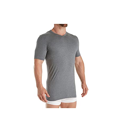 Zimmerli T-Shirt Kurzarm V-Ausschnitt Pureness - T Shirt Herren - aus Modal - Pflegeleicht - Grau Mélange - für Pures Wohlgefühl - Qualität aus der Schweiz - Größe M von Zimmerli