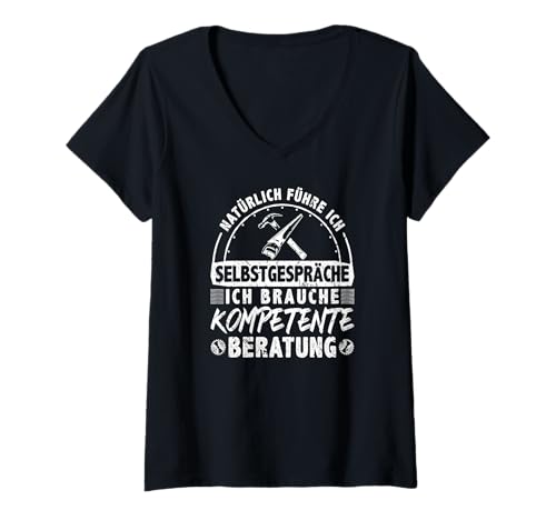 Damen Tischler Werkstatt Spruch Schreiner T-Shirt mit V-Ausschnitt von Zimmermann Tshirt Schreiner