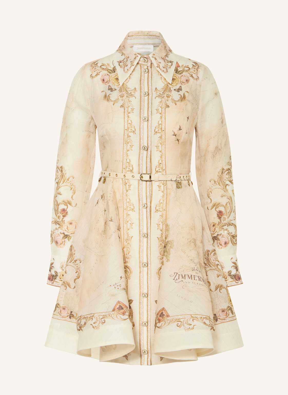 Zimmermann Cocktailkleid Mit Seide Und Leinen beige von Zimmermann